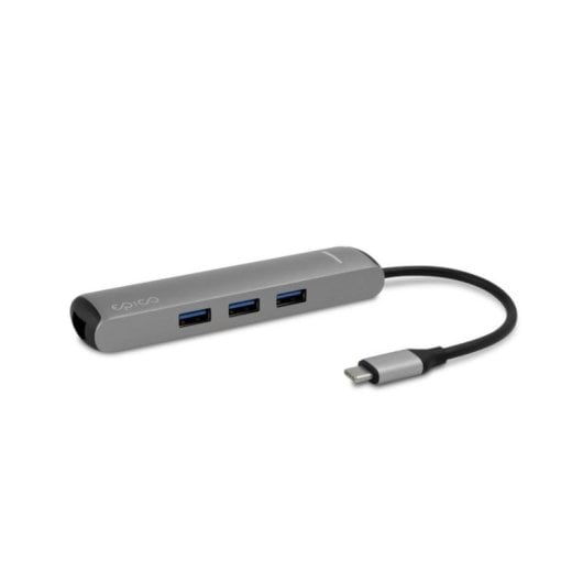 Base portátil Epico 9915112100019 USB-C 4K Ultra HD Ethernet HDMI Plata Negro