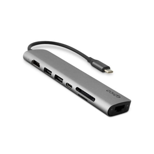 Hub USB-C Epico 9915112100040 60W HDMI 4K SD RJ45 Leitor Cartões Cinzento