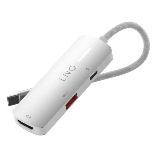 USB-C HDMI Adapter Linq 3IN1 4K 140W Aluminium Weiß Grau