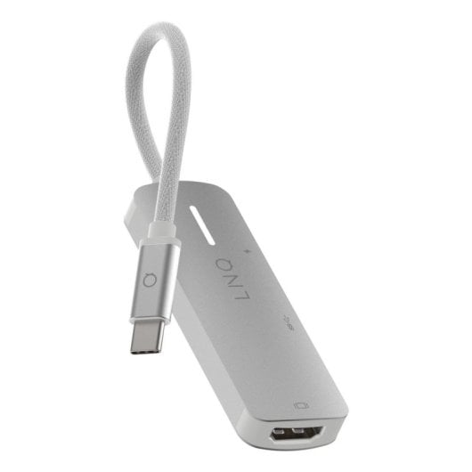 USB-C HDMI Adapter Linq 3IN1 4K 140W Aluminium Weiß Grau