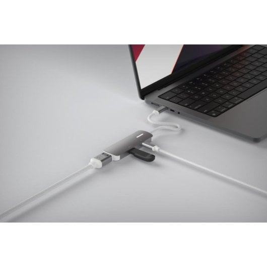 USB-C HDMI Adapter Linq 3IN1 4K 140W Aluminium Weiß Grau