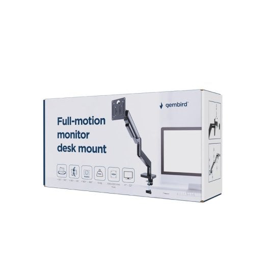 Gembird MA-DA1-04 Vollbeweglicher Monitorarm für Desktop-Monitore, 17 bis 32 Zoll, Schwarz