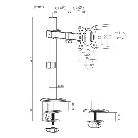 Maclean MC-572N Desktop-Ständer für LCD-Monitor
