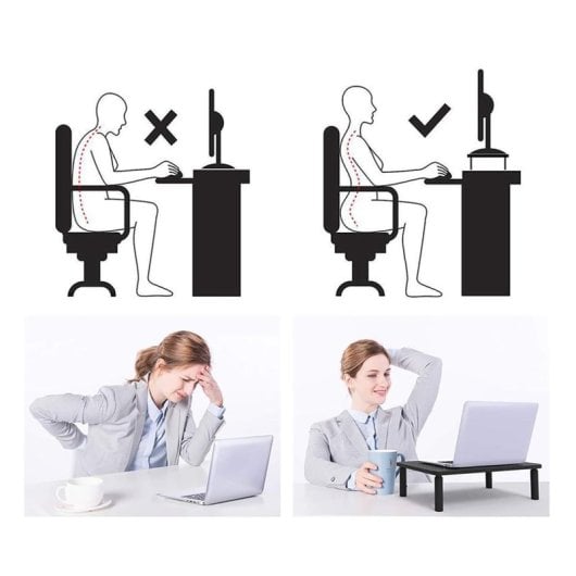 Maclean Mc-946 Laptop-Monitorständer für Laptops von 13" bis 32", mit 3-stufiger Höhenverstellung und Schublade, Tragkraft bis zu 20 kg, robust und belüftet.