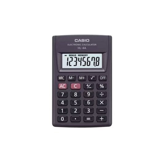 Casio HL-4A-B 8-stelliger Taschenrechner, 56 x 87 mm, Schwarz