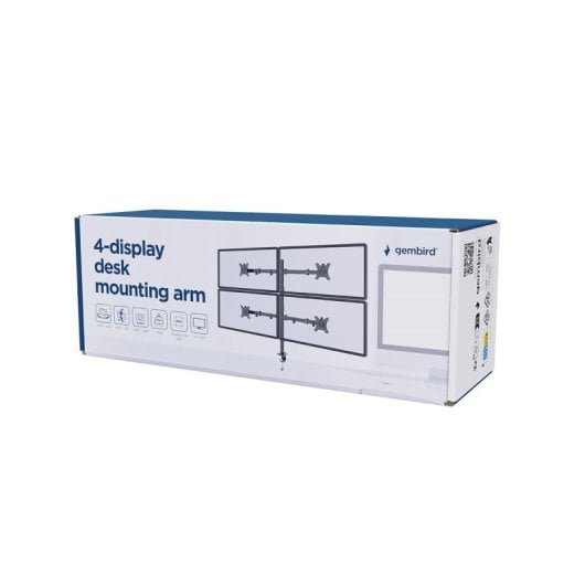Gembird MA-D4-01 Verstellbarer Tischmontagearm für 4 Bildschirme (Drehung, Neigung, Schwenkung), 13"-32", bis zu 10 kg pro Bildschirm