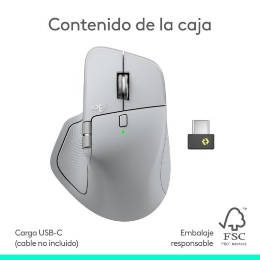 Logitech MX Master 4 ratón inalámbrico bluetooth ergonómico respuesta háptica avanzada USB-C gris claro