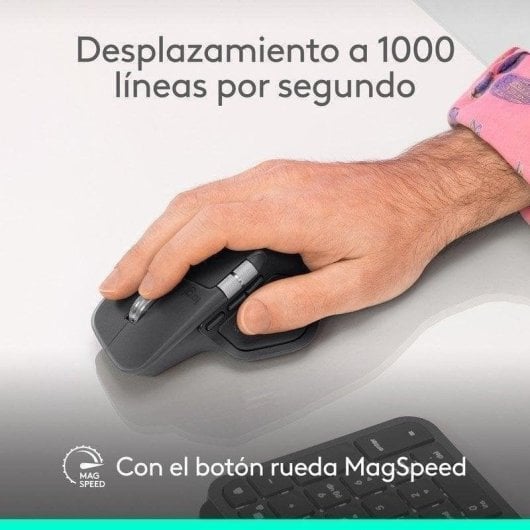 Logitech MX Master 4 ratón inalámbrico bluetooth ergonómico respuesta háptica avanzada USB-C gris claro