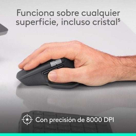 Logitech MX Master 4 ratón inalámbrico bluetooth ergonómico respuesta háptica avanzada USB-C gris claro