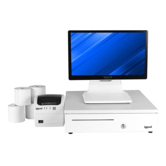 Terminal punto de venta iggual IGG320167pack 15.6" táctil SSD 128GB impresora térmica
