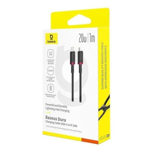 Câble de charge Baseus Dura Type C 20W 1 m Noir Rouge
