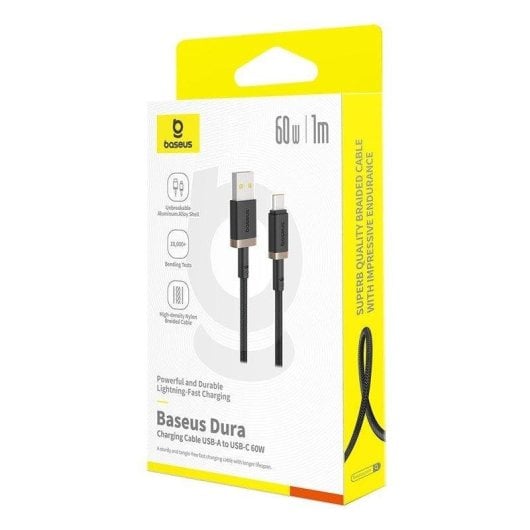 USB-C Ladekabel Baseus Dura 60W 1m Schnellladen Nylon Schwarz Gold