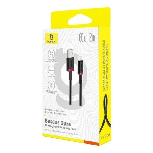 Ladekabel Baseus Dura USB-A auf USB-C 60 W 2 m Schwarz Rot