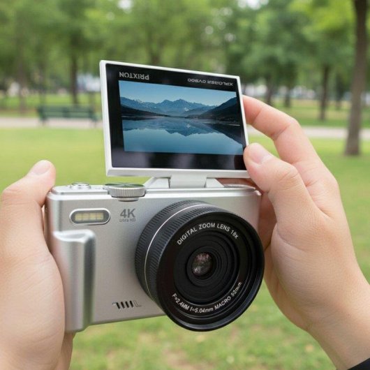 Digitalkamera Prixton Xplorer DV900 4K 64MP Flip-Display WiFi Silber