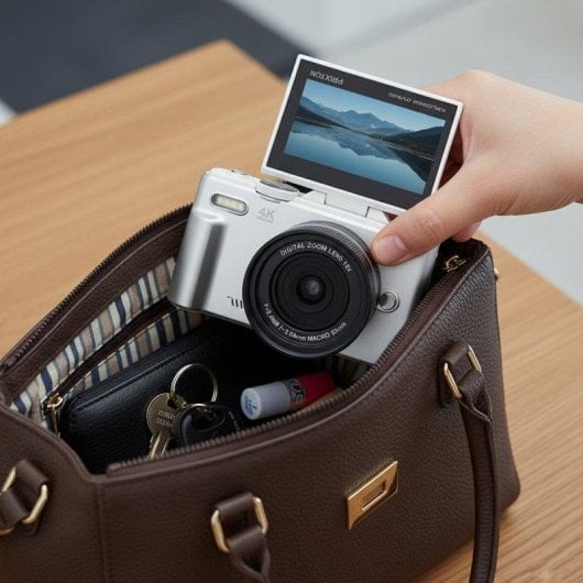 Digitalkamera Prixton Xplorer DV900 4K 64MP Flip-Display WiFi Silber