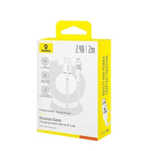 Ladekabel Baseus Gem USB A auf Lightning 2 m 2,4A Schnellladung Weiß