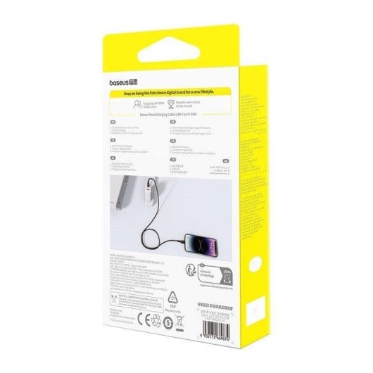 Câble de charge Baseus Dura 1 m USB-C 20 W Noir Doré charge rapide