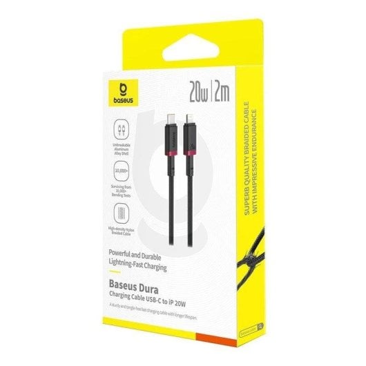 Ladekabel Baseus Dura Typ C 2 m 20 W Nylon Schwarz Rot Schnellladung