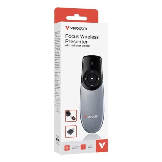 Pointeur sans fil Verbatim 32365 RF 100 m laser rouge USB aluminium