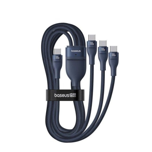 Câble Baseus Flash Series USB-C 1,5 m 100 W 3 Ports Bleu Charge Rapide