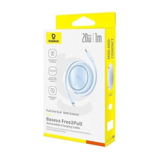 Ladekabel Baseus Free2pull 1 m 20 W USB-C auf Lightning Blau
