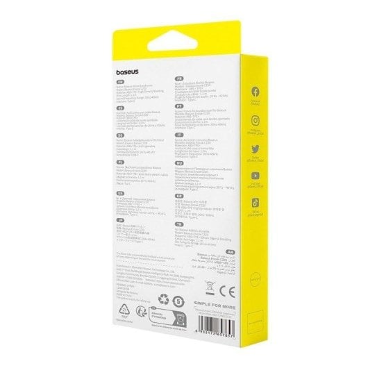 Auricolari Baseus Encok Cz20 con cavo USB-C per chiamate e musica bianchi