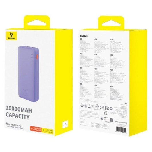 Batterie externe Baseus Airpow PPAP20K 20000 mAh Power Delivery 20 W Violet