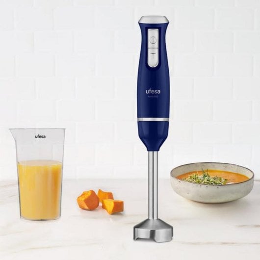 Licuadora de mano Ufesa Astro 800 800W acero inoxidable azul turbo cuchillas desmontables