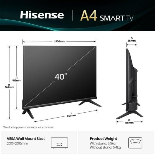 TV Hisense LED 40E4QT 40" Full HD Smart TV HDR10 Wifi