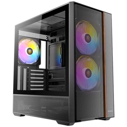 Caja de PC Antec FLUX REAR Midi Tower Negro ATX Iluminación RGB Vidrio templado