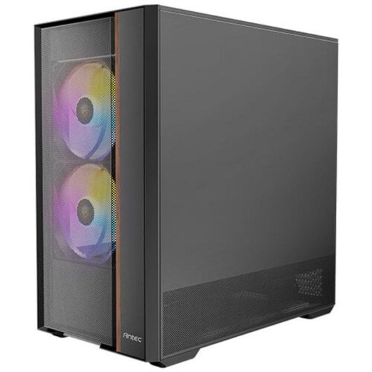 Caja de PC Antec FLUX REAR Midi Tower Negro ATX Iluminación RGB Vidrio templado