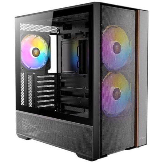 Caja de PC Antec FLUX REAR Midi Tower Negro ATX Iluminación RGB Vidrio templado