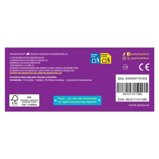 Kartenspiel Asmodee Exploding Kittens EKILR01ES Erste Buchstaben Partyspiel 3 Spieler