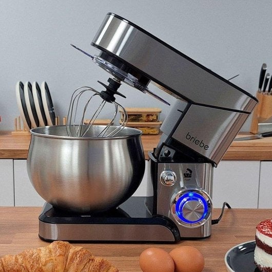 Küchenmaschine Briebe KM1114 5L Edelstahl 1800W 6 Geschwindigkeiten Planetarisches Rührsystem