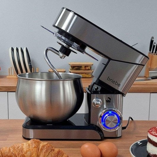 Küchenmaschine Briebe KM1114 5L Edelstahl 1800W 6 Geschwindigkeiten Planetarisches Rührsystem