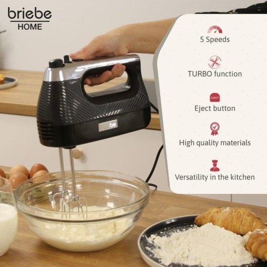 Handmixer Briebe HM1174BLK 400W 5 Stufen Turbo Funktion Schwarz
