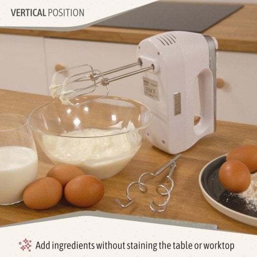 Handmixer Briebe Hm1174wht 400W 5 Geschwindigkeiten Turbo Weiß Edelstahlzubehör