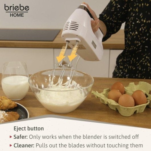 Handmixer Briebe Hm1174wht 400W 5 Geschwindigkeiten Turbo Weiß Edelstahlzubehör