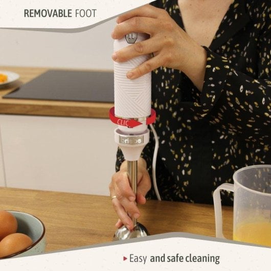 Stabmixer Briebe Hb1173wht 600W Weiß Edelstahlklingen Abnehmbarer Mixfuß 2 Geschwindigkeiten