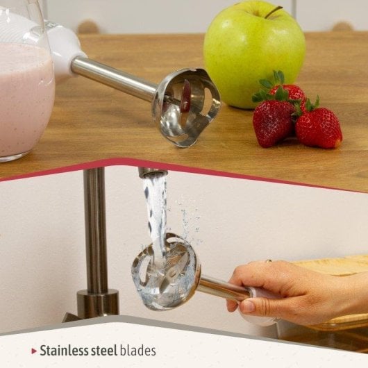 Stabmixer Briebe Hb1173wht 600W Weiß Edelstahlklingen Abnehmbarer Mixfuß 2 Geschwindigkeiten