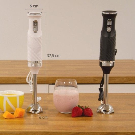 Stabmixer Briebe Hb1173wht 600W Weiß Edelstahlklingen Abnehmbarer Mixfuß 2 Geschwindigkeiten