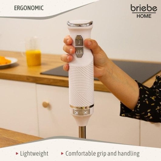 Stabmixer Briebe Hb1173wht 600W Weiß Edelstahlklingen Abnehmbarer Mixfuß 2 Geschwindigkeiten