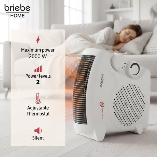 Aquecedor Briebe HT1181 Baixo Consumo 2000W Ar Quente e Frio Termostato Branco