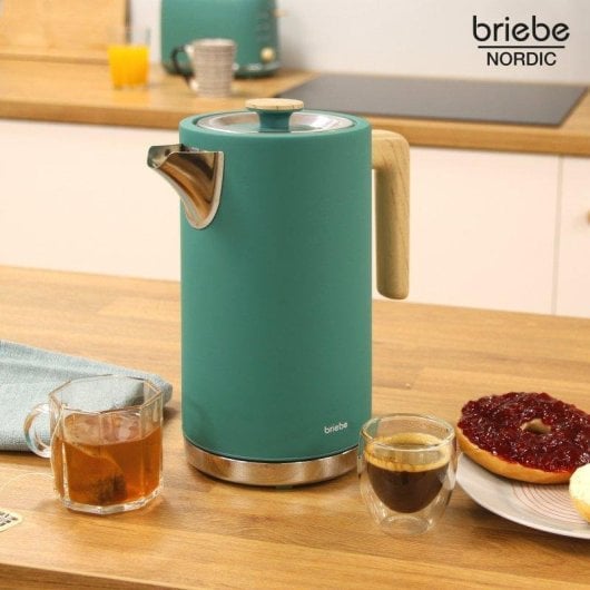 Bollitore Briebe KT1165GRE 1,7L Acciaio Inox Nordic Design Verde 2200W Wireless
