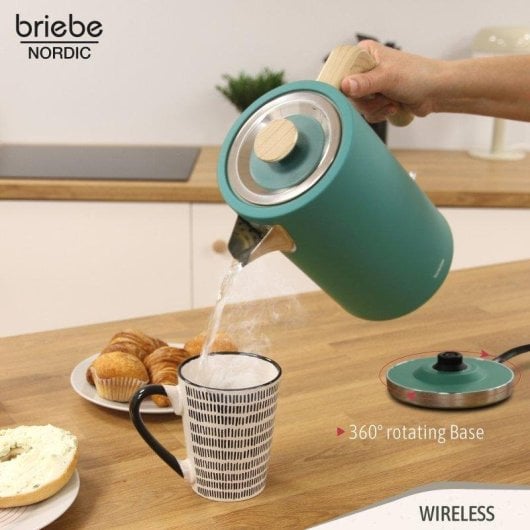 Bollitore Briebe KT1165GRE 1,7L Acciaio Inox Nordic Design Verde 2200W Wireless