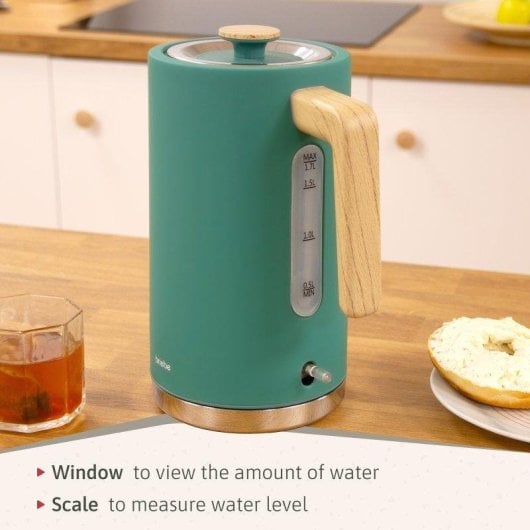 Bollitore Briebe KT1165GRE 1,7L Acciaio Inox Nordic Design Verde 2200W Wireless