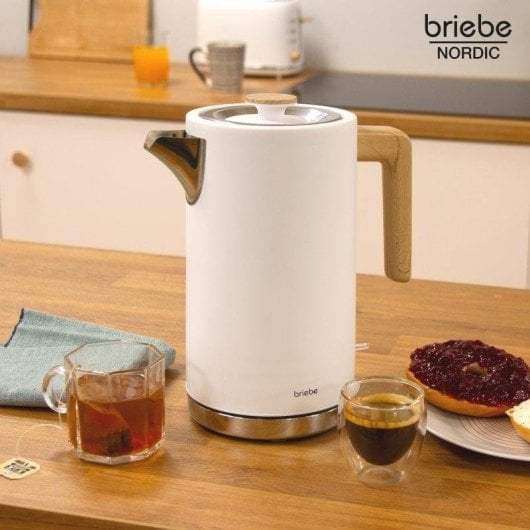 Bollitore elettrico Briebe KT1165WHT 1,7L 2200W Acciaio Inox Nordic Design Bianco
