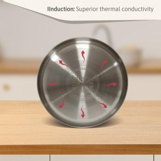 Bouilloire Briebe Wooden 2,3L Acier Inox Induction Rétro Poignée Bois