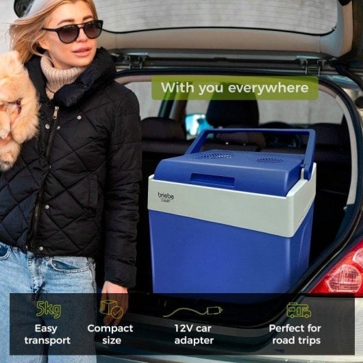 Glacière portable Briebe 03899 28 L Bleu Gris double alimentation 12V 220V