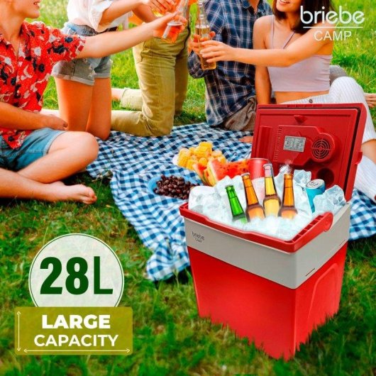 Glacière portable Briebe CF1153RED 28L thermoélectrique rouge 12V 220V poignée pliable